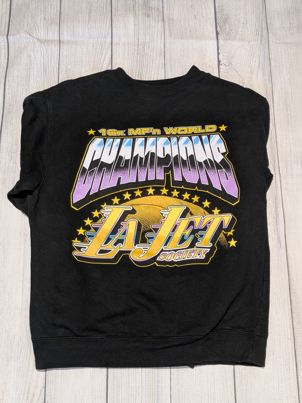 Sweatshirt Homme Femme La Jet Society Noir Graphique Taille S Rétro